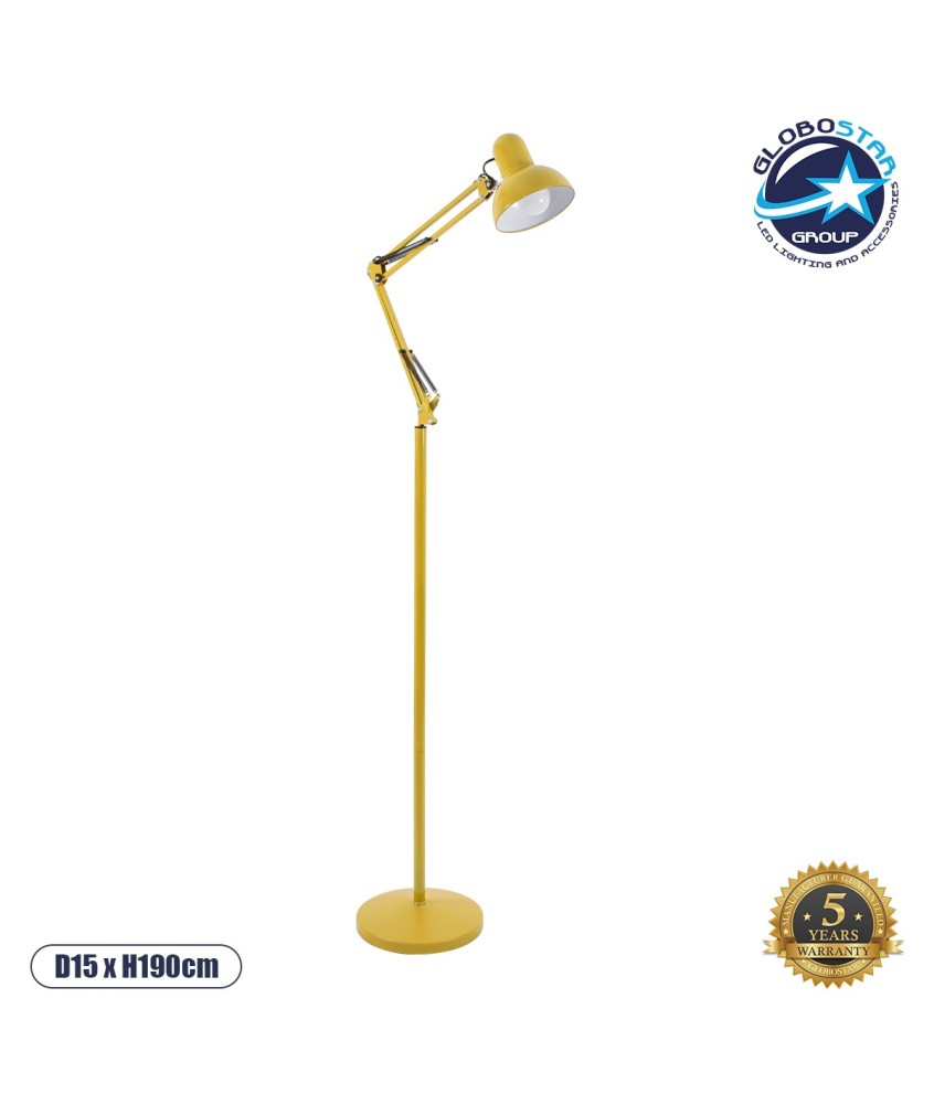 GLOBOSTAR® AUDREY 01472 Μοντέρνο Επιδαπέδιο Φωτιστικό με Ντουί 1 x E27 AC 220-240V IP20 - Κίτρινο - Μ15 x Π15 x Υ190cm